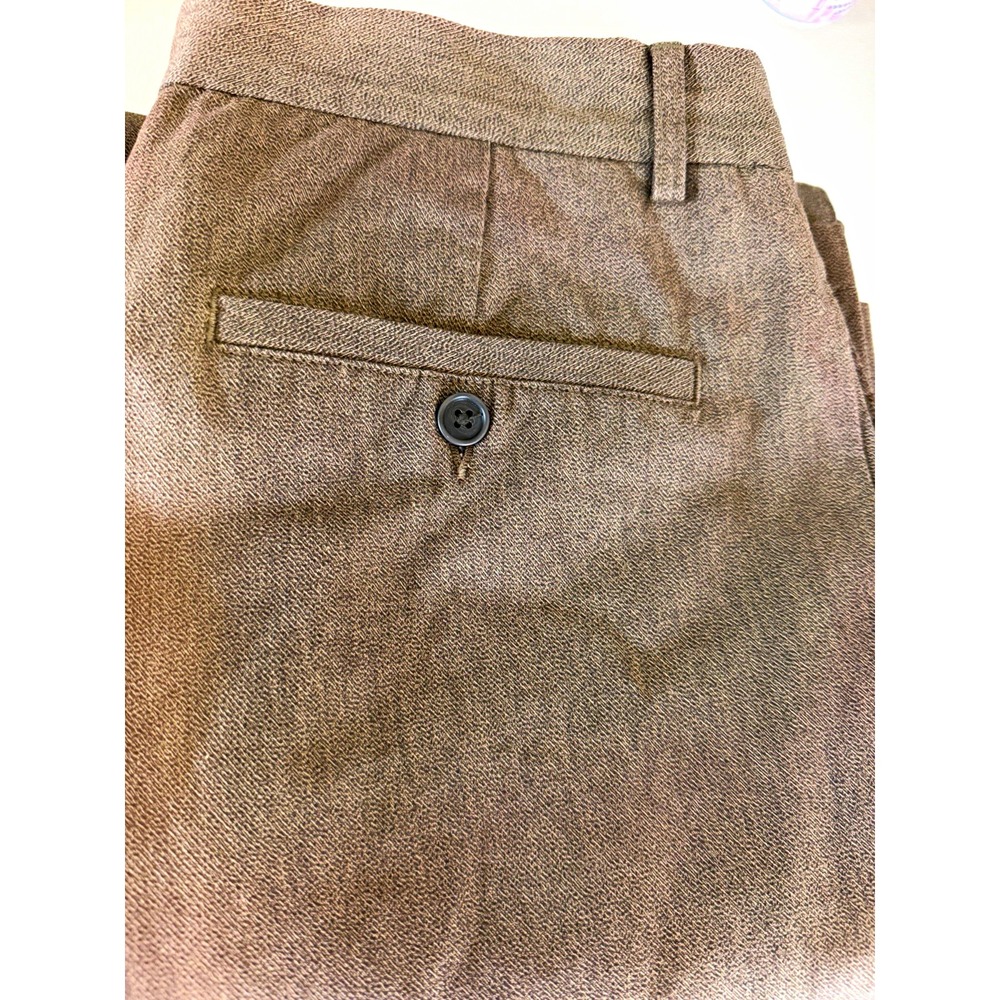 Structure Men's 34x34 Brown Cotton Twill Relaxed Fit Straight Flat Front Pants